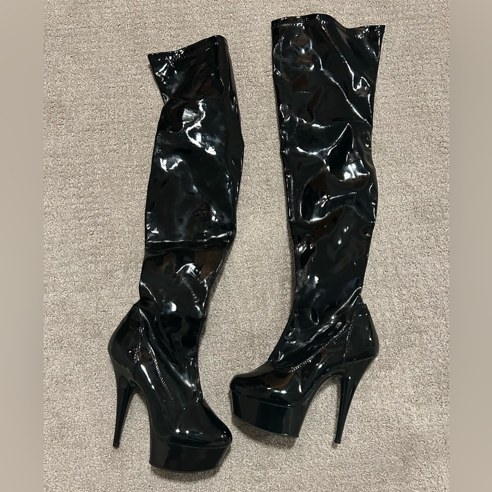Pleaser Black Over the Knee Boots